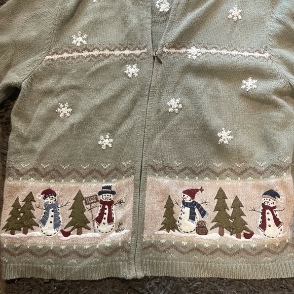 Croft & Borrow Zip Snowman Sweater, Women’s XL - Picture 2 of 5